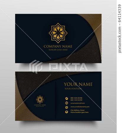 business card with gold floral logo and place for 64114339