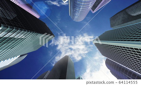 建築建築市政廳大樓商務區辦公區天空CG 3D圖 64114555