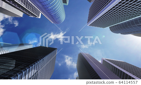 建築建築市政廳大樓商務區辦公區天空CG 3D圖 64114557