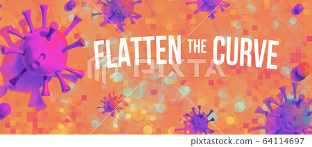 Flatten the Curve theme with viral objects Flatten the Curve theme with viral objects 64114697