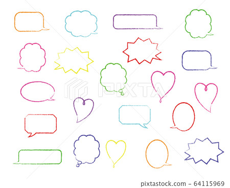 Various balloon set crayon hand drawn style colorful 64115969