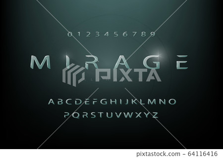 Modern futuristic sci-fi alphabet font set with numbers 64116416