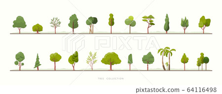 Collection of green tree vector icons 64116498