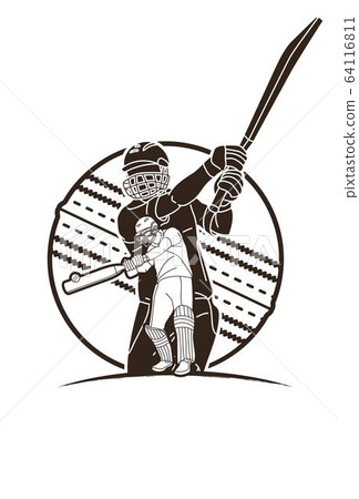 Group of Cricket players action cartoon sport graphic vector. Group of Cricket players action cartoon sport graphic vector. 64116811
