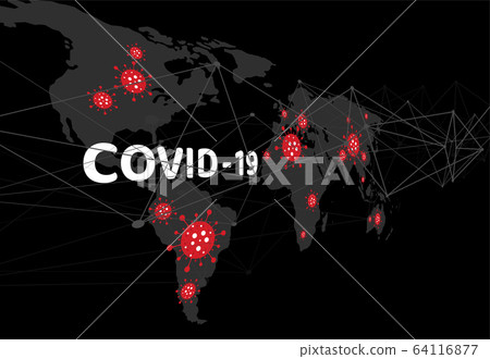 Stop COVID-19 spread concept world map design - Stock Illustration ...