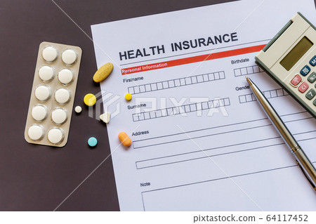 Health insurance form with model and policy 64117452