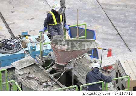 Construction site Foundation work Concrete placement 64117712
