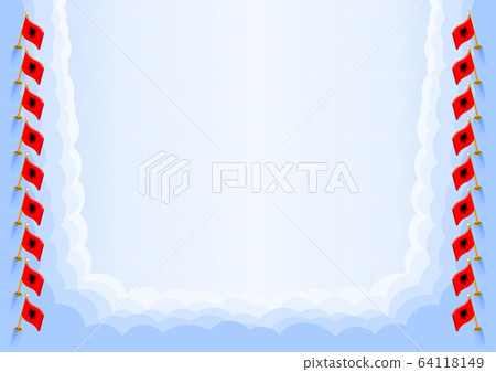 Horizontal frame and border with Albania flag Horizontal frame and border with Albania flag 64118149