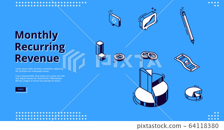 Monthly recurring revenue isometric web banner 64118380