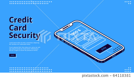 Credit card security web banner with smartphone Credit card security web banner with smartphone 64118381
