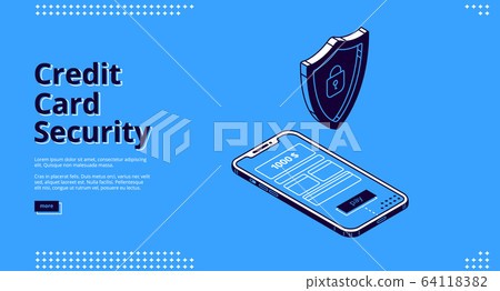 Credit card security web banner phone and robot 64118382