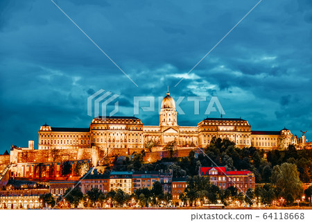 Budapest Royal Castle at night time. Hungary Budapest Royal Castle at night time. Hungary 64118668