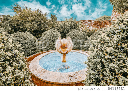 Fountain in the park near the stone walls Budapest Fountain in the park near the stone walls Budapest 64118681