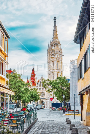 St. Matthias Church in Budapest. One of the main 64118755