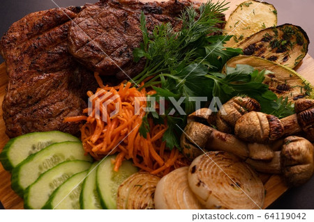 Ingredients for delicious dish on table Ingredients for delicious dish on table 64119042