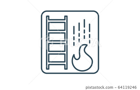 Fire ladder thin line icon. Fire escape vector illustration isolated on white. Fire ladder thin line icon. Fire escape vector illustration isolated on white. 64119246