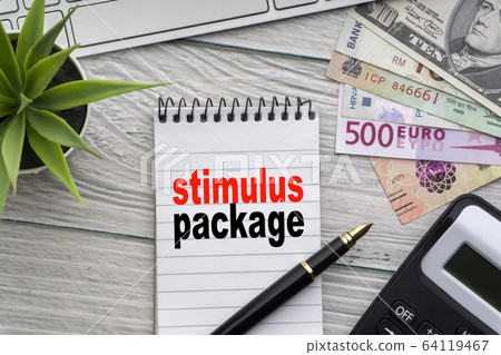 STIMULUS PACKAGE text Business and Healthcare concept STIMULUS PACKAGE text Business and Healthcare concept 64119467