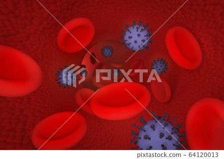 Coronavirus infected blood flows through a vessel 64120013
