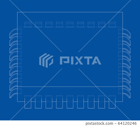 3D microchip. Vector rendering of 3d 64120246
