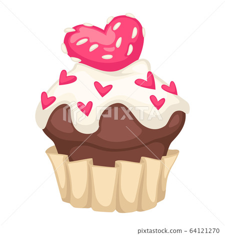 Cupcake dessert with chocolate and crumbs for valentines day 64121270