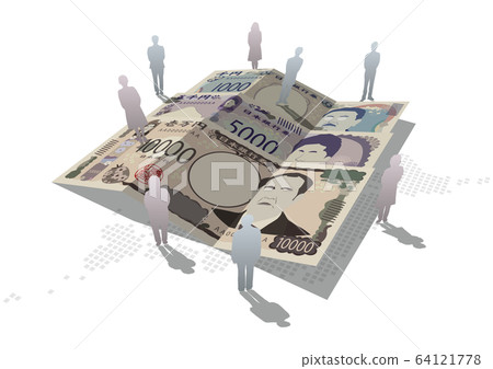 矢量圖新鈔票和我們的生活條例草案的錢澀澤榮一梅田津田芝三郎三里三郎透明背景 64121778