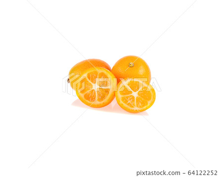ripe kumquat fruits, isolated on white background ripe kumquat fruits, isolated on white background 64122252