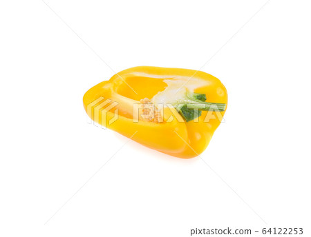A half of yellow bell pepper on a white A half of yellow bell pepper on a white 64122253