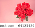 Bouquet of red roses on pink background 64123429