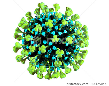 Cowid-19 coronavirus closeup cut out on a white background Cowid-19 coronavirus closeup cut out on a white background 64125044