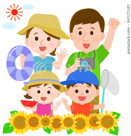 Summer vacation, family, sunflowers Summer vacation, family, sunflowers 64125183