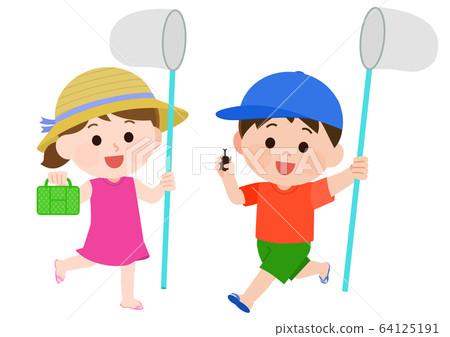 Summer vacation, insect picking, sex, child 64125191