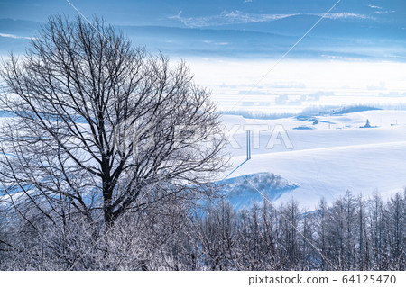 <<Hokkaido>> Winter Hokkaido, hoarfrost and snow fields <<Hokkaido>> Winter Hokkaido, hoarfrost and snow fields 64125470