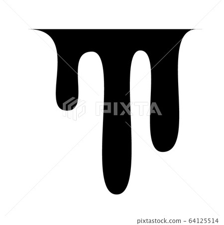 Black melt drips or liquid sauce drops. Black liquid or melted chocolate drips, current paint. 64125514
