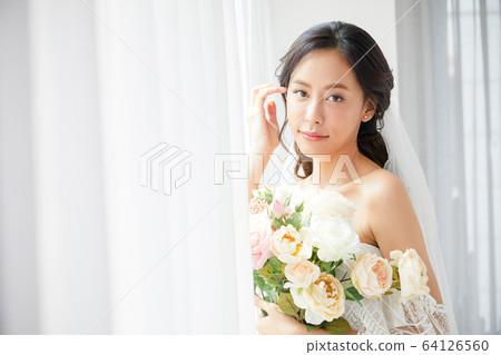 Beautiful woman bride bride bridal dress model human figure material Beautiful woman bride bride bridal dress model human figure material 64126560