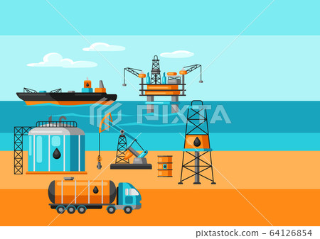 Illustration of oil production. 64126854