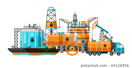 Background design with oil and petrol icons. 64126856