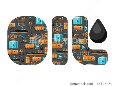 Background design with oil and petrol icons. 64126860