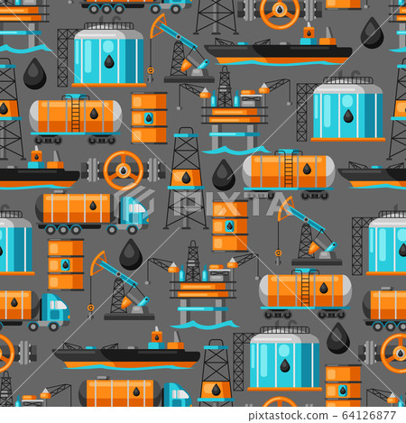 Seamless pattern with oil and petrol icons. 64126877