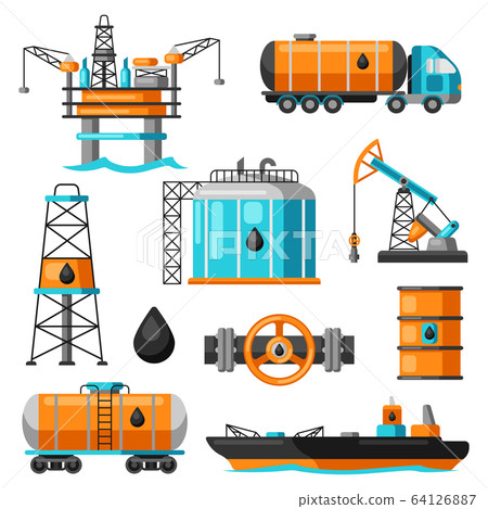 Set of oil and petrol icon. Set of oil and petrol icon. 64126887