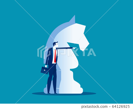 Big knight chess piece and Business leader. Big knight chess piece and Business leader. 64126925