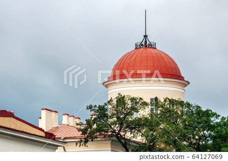House with a red dome. House with a red dome. 64127069