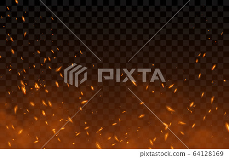 Smoke, flying up sparks and fire particles 64128169