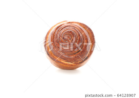 Tasty cinnamon roll isolated on white background Tasty cinnamon roll isolated on white background 64128907