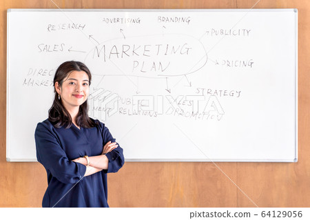 Business scene, whiteboard, women 64129056