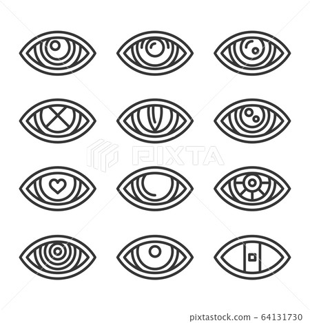 Eye Icons Set on White Background. Line Style Vector Eye Icons Set on White Background. Line Style Vector 64131730