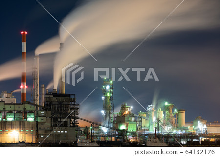 工廠夜景日本紙石卷工廠 工廠夜景日本紙石卷工廠 64132176
