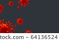 Red virus strain models of coronavirus or the other virus isolated on the dark gray background with copy space. Virus Pandemic Protection Concept. Microscope virus 2019-nCov, for banner, 3D rendering 64136524