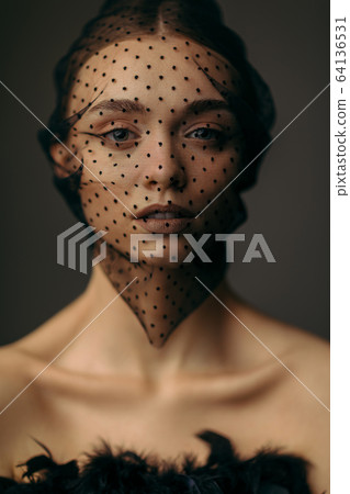 beauty elegant girl posing in black veil beauty elegant girl posing in black veil 64136531