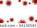 Red virus strain model of coronavirus or the other virus isolated on the white background with copy space. Virus Pandemic Protection Concept. Microscope virus 2019-nCov, 3D rendering 64136543
