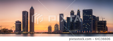 Cityscape of Dubai and panoramic view of Business bay, UAE Cityscape of Dubai and panoramic view of Business bay, UAE 64136606
